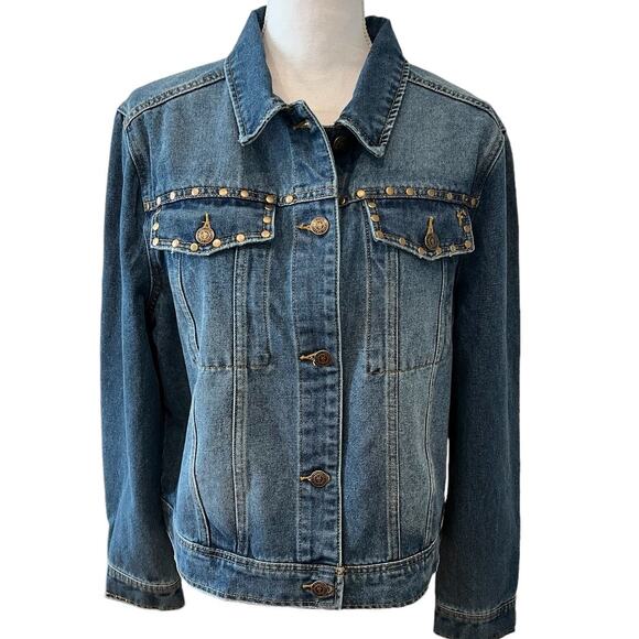 FRYE Studded Western Denim Jean Jacket M - Picture 1 of 8